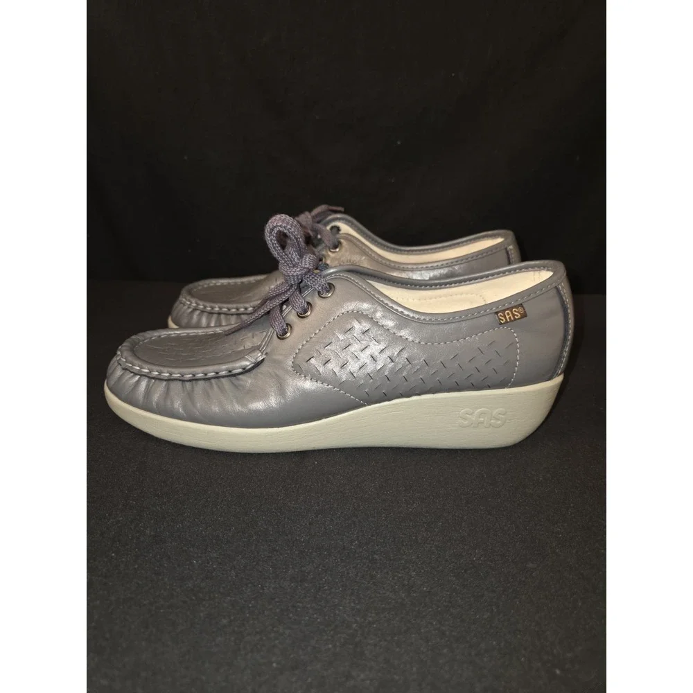 SAS Siesta Lace Up Loafer Gray Womens Size‎ 9 N Width New!